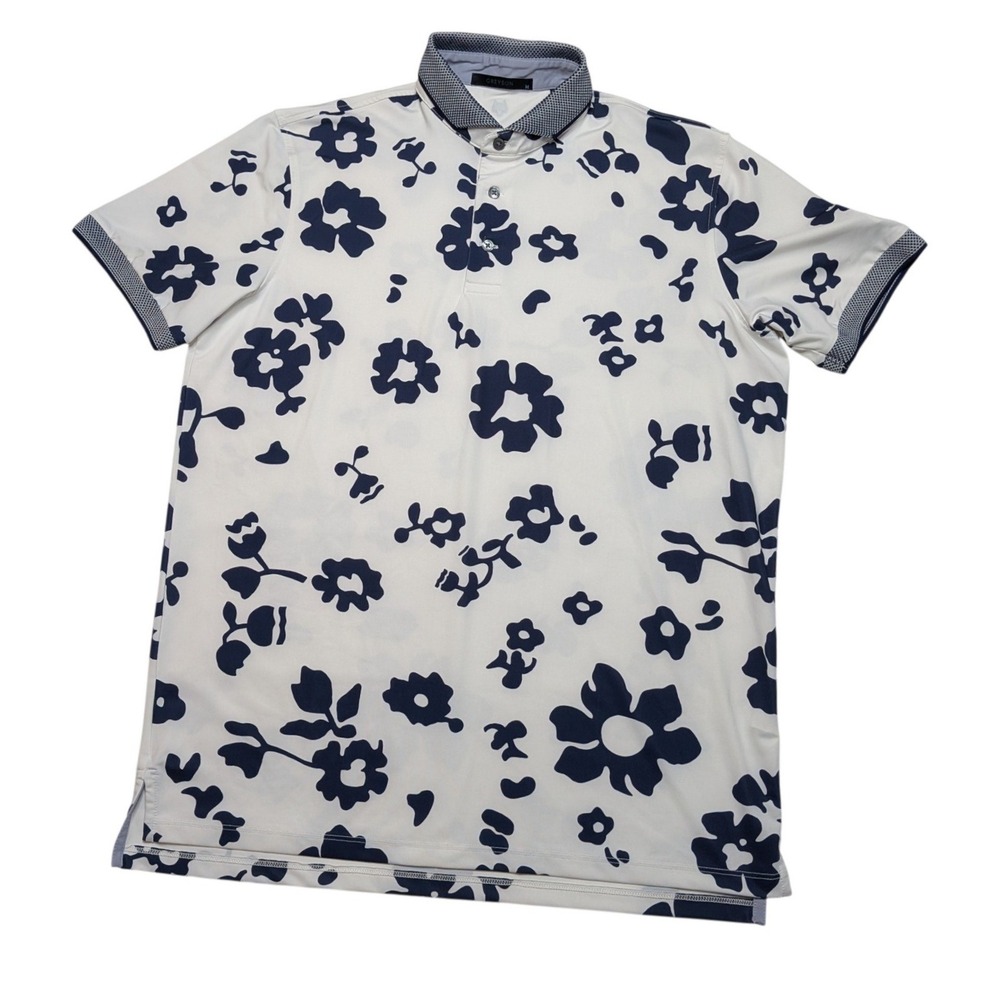 Greyson Trump National Floral Golf Polo Mens M White Navy Performance